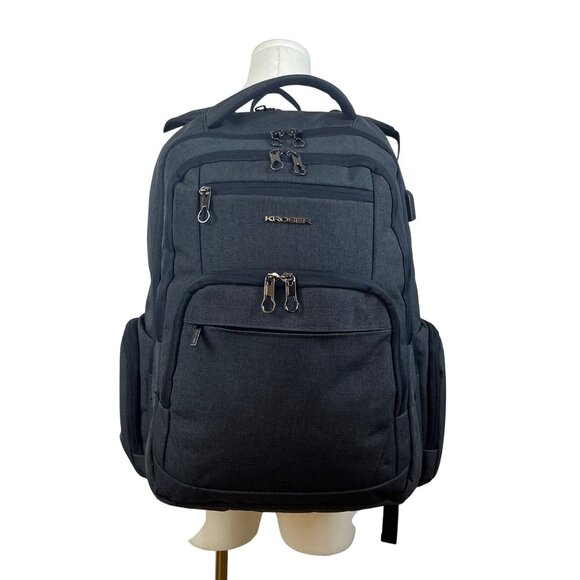 Kroser Unisex Charcoal USB Charging Water-Resistant Travel Laptop Backpack - Picture 8 of 15
